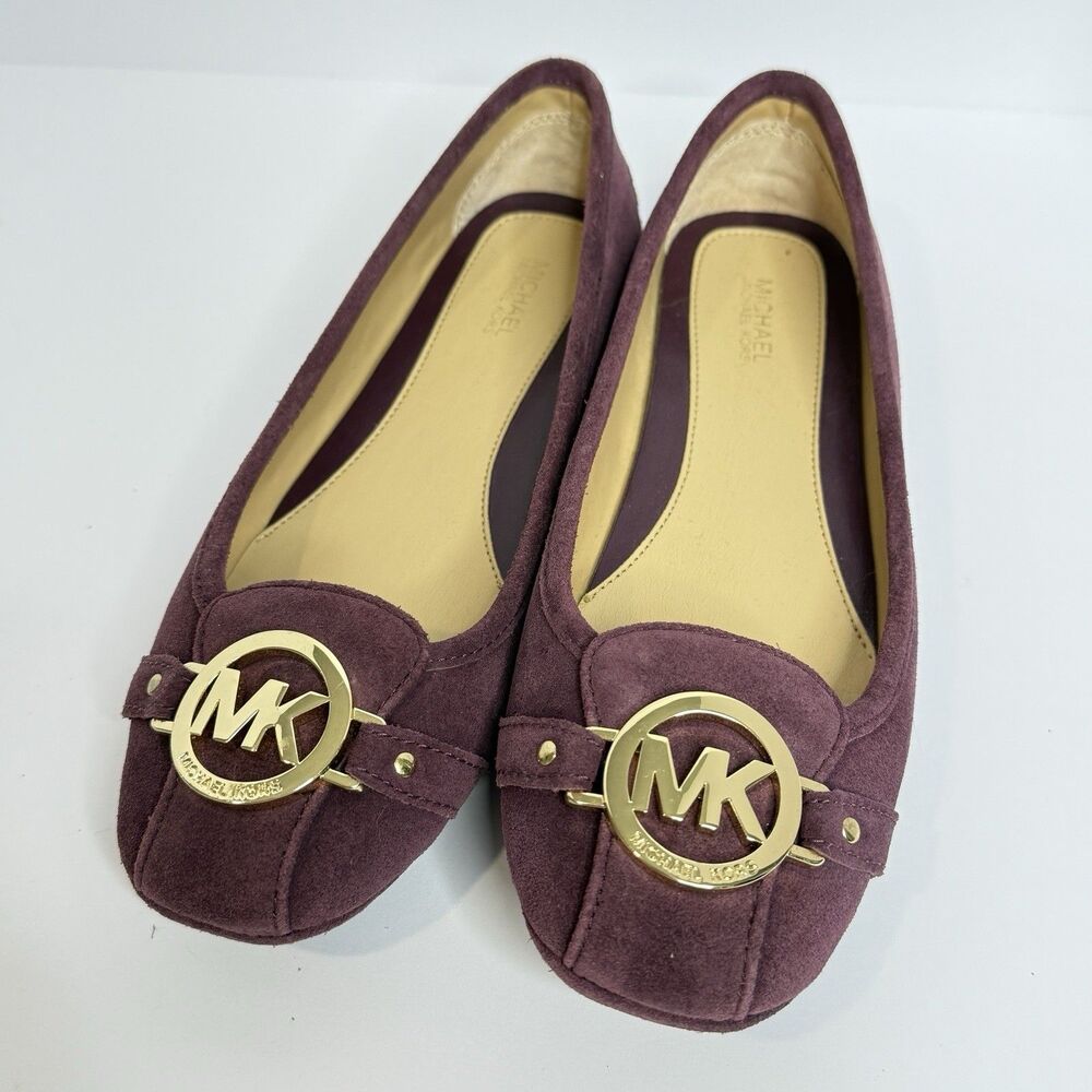 Never Worn Michael Kors MK Fulton Moc Suede Ballet Shoes Wine Women Size US 7 - Picture 2 of 9